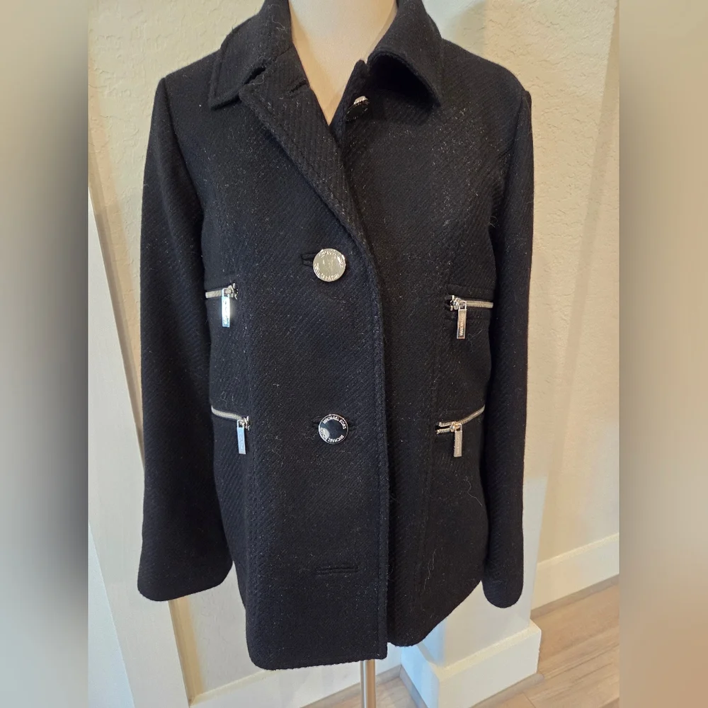 MICHAEL KORS WOMEN'S BLACK PEA COAT SIZE MEDIUM